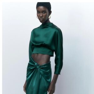 Zara Open Back Satin Top in Size US M